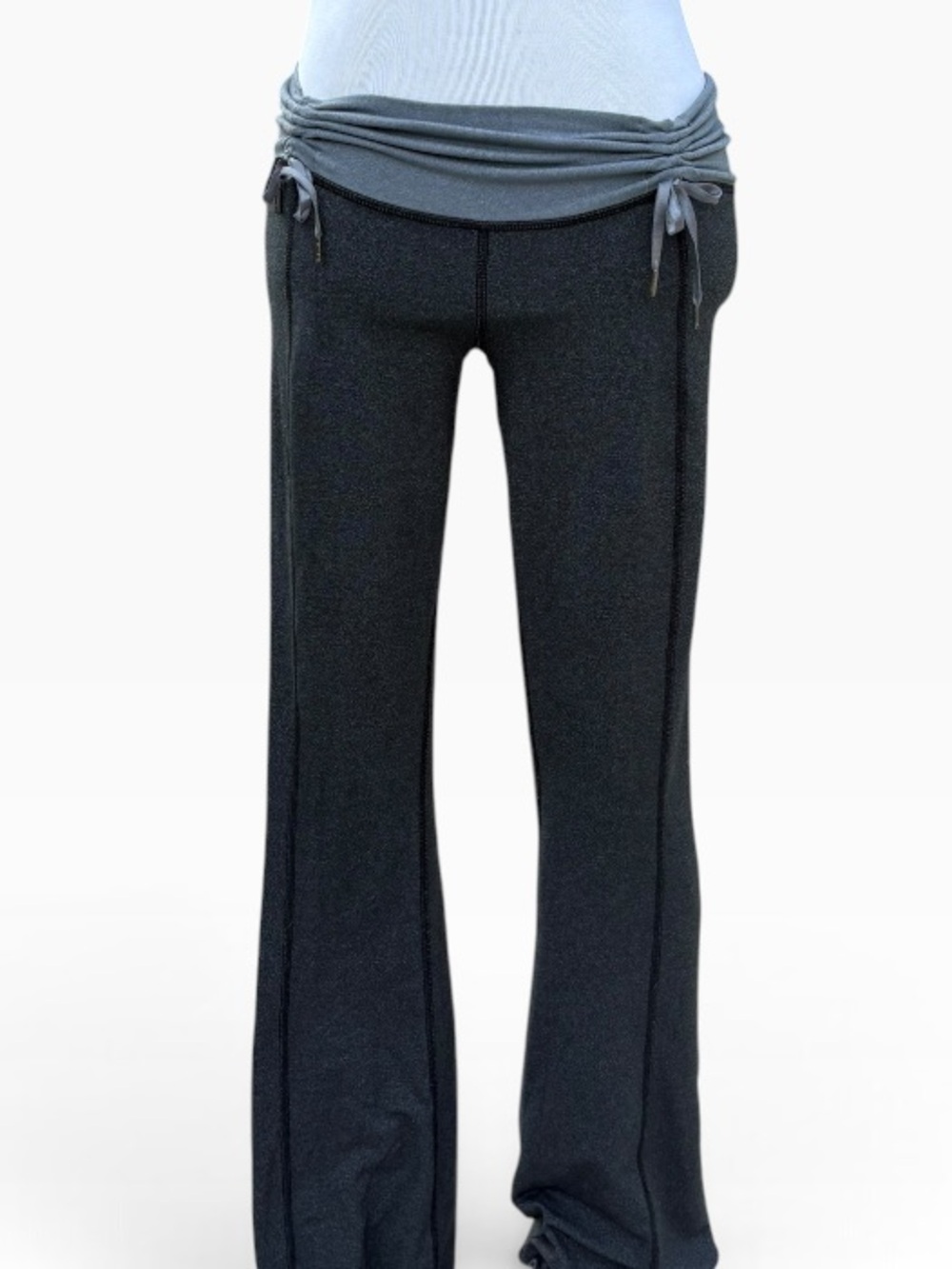 lululemon athletica Grey Fold-Over Waist Flare Pants With Adjustable Bottom